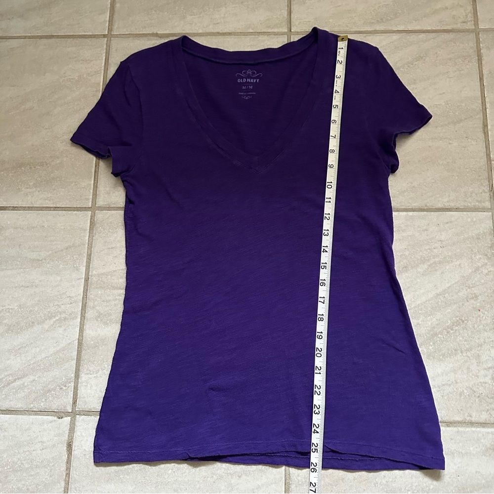 Old Navy Short Sleeve V-Neck Cotton Tees Purple and Turquoise Size M Y2K Lounge - Picture 10 of 14